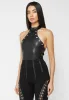 Leather Lace Up Halterneck Bodysuit - Black sold by Maniere De Voir