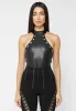 Leather Lace Up Halterneck Bodysuit - Black sold by Maniere De Voir
