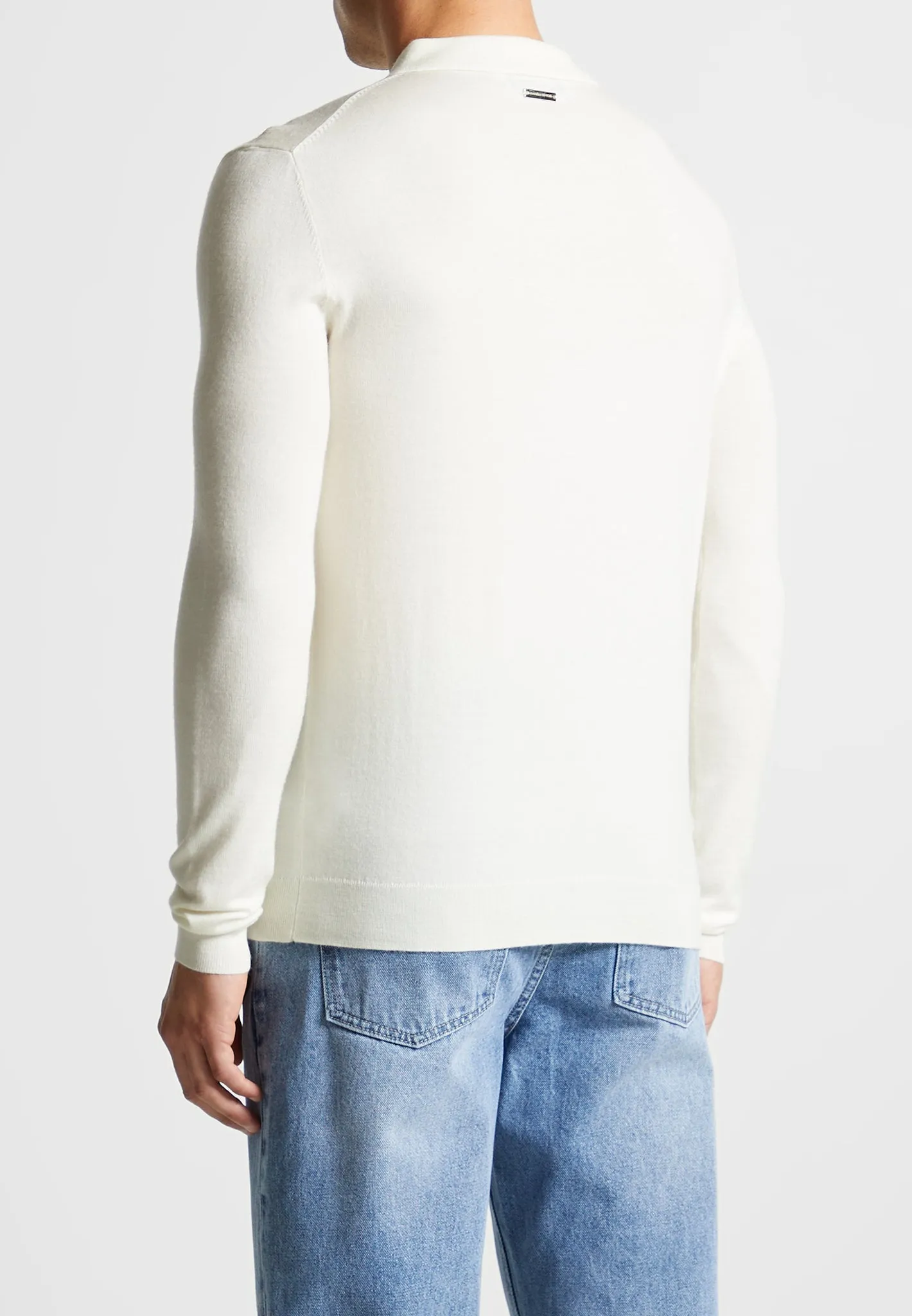 Merino Wool Long Sleeve Polo Top With Zip - Off White sold by Maniere De Voir product image thumbnail 5