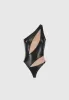 Leather Mesh Contour Bodysuit - Black sold by Maniere De Voir
