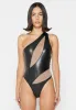 Leather Mesh Contour Bodysuit - Black sold by Maniere De Voir