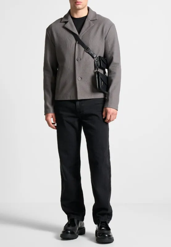 Revere Collar Twill Jacket - Grey sold by Maniere De Voir