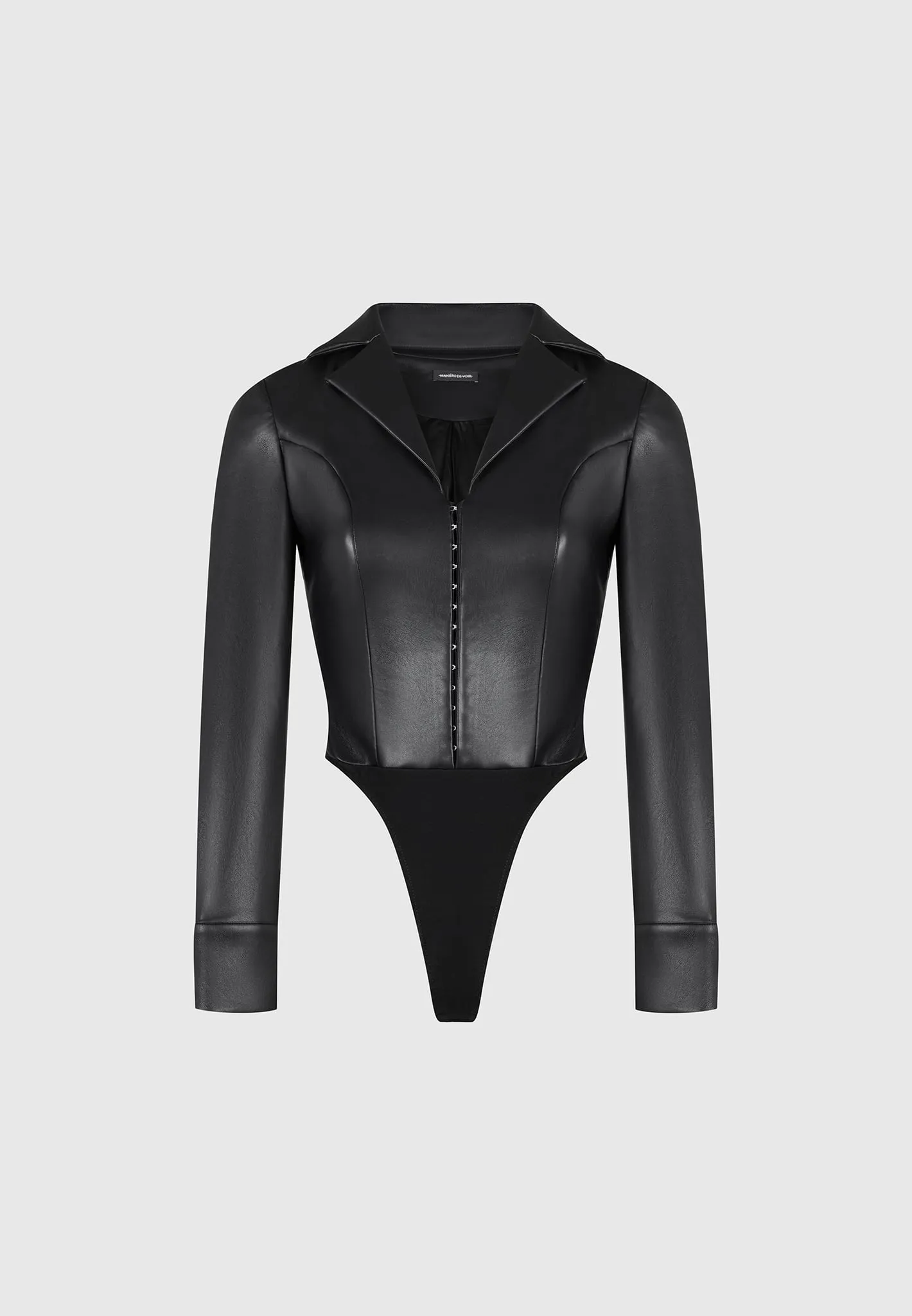 Vegan Leather Blazer Bodysuit - Black sold by Maniere De Voir product image thumbnail 2