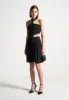 Pinstripe Tie Knot Halter Top - Black sold by Maniere De Voir