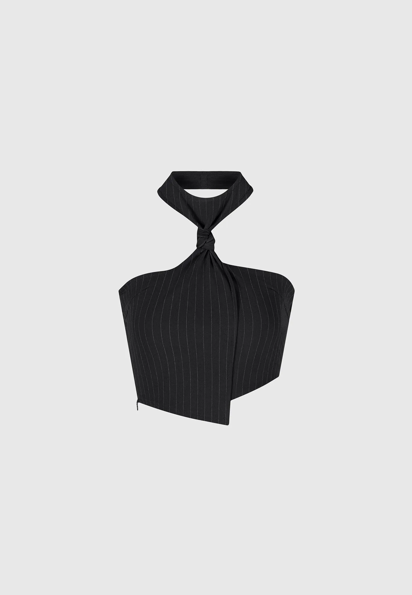 Pinstripe Tie Knot Halter Top - Black sold by Maniere De Voir product image thumbnail 5