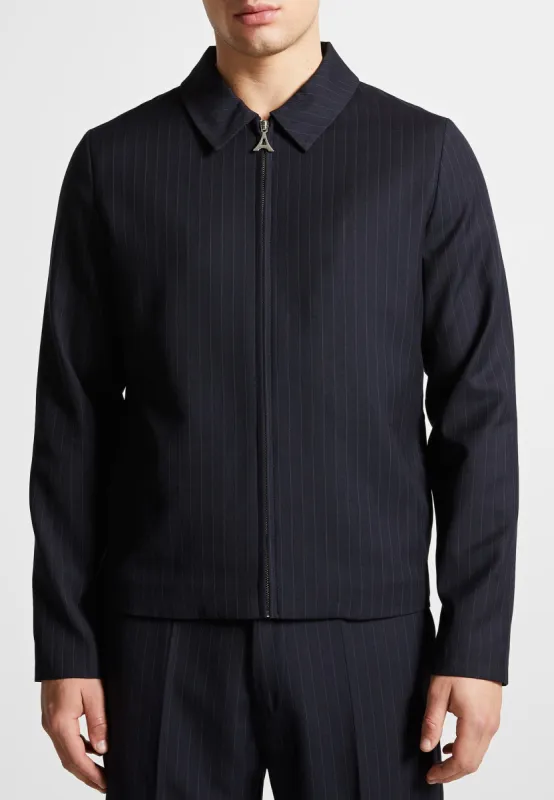 Pinstripe Tailored Jacket - Navy sold by Maniere De Voir
