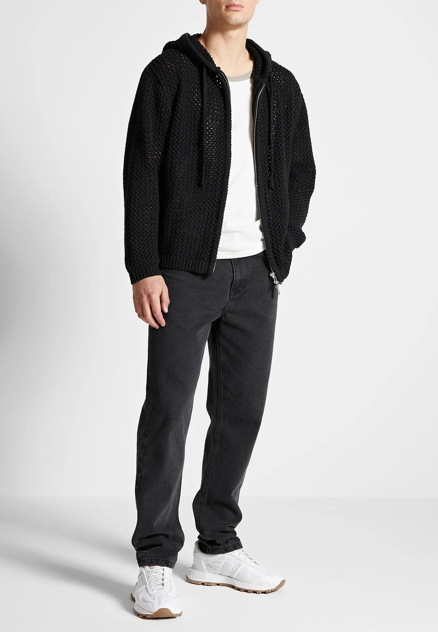 Crochet Knitted Hoodie - Black sold by Maniere De Voir product image thumbnail 3