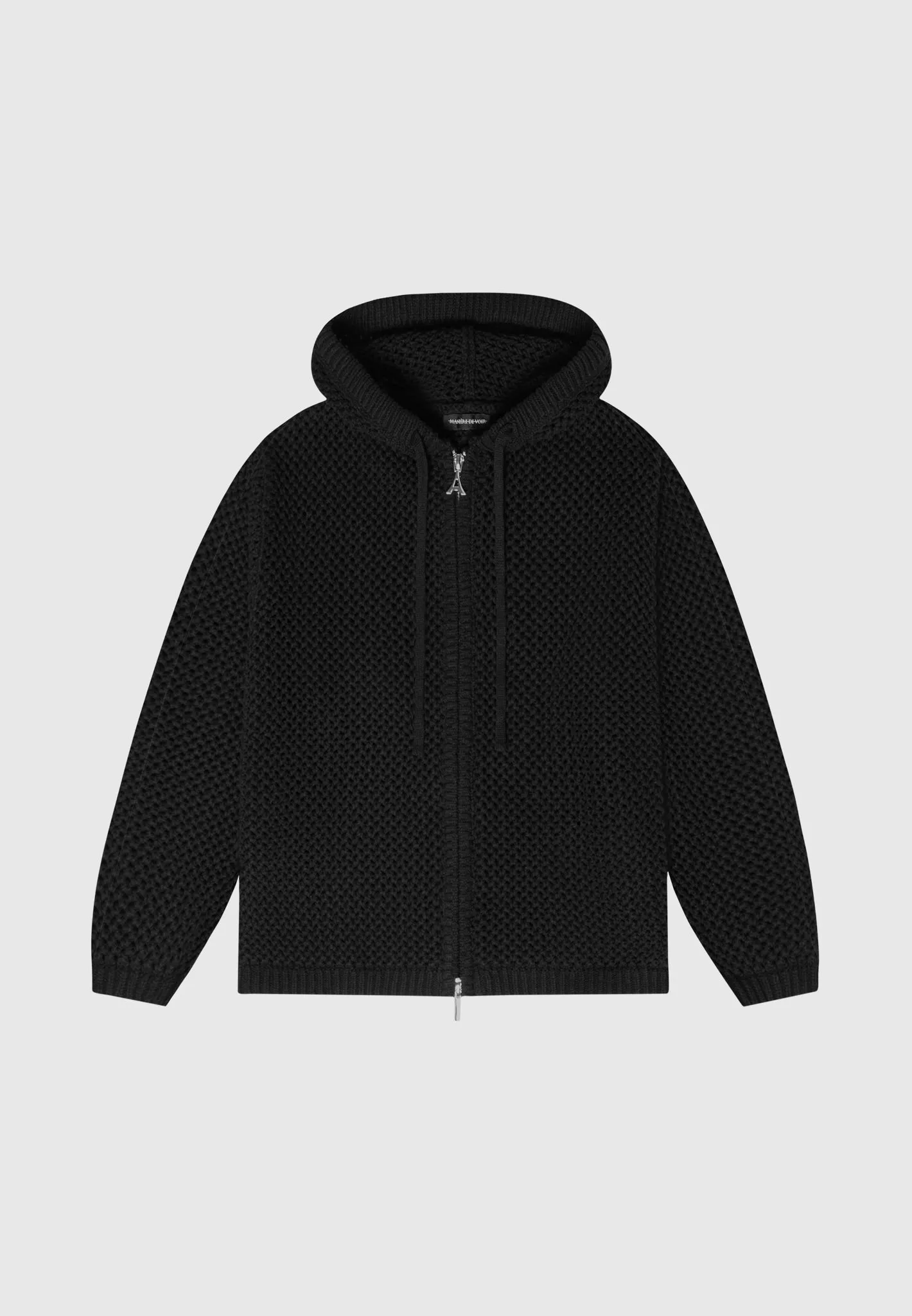 Crochet Knitted Hoodie - Black sold by Maniere De Voir