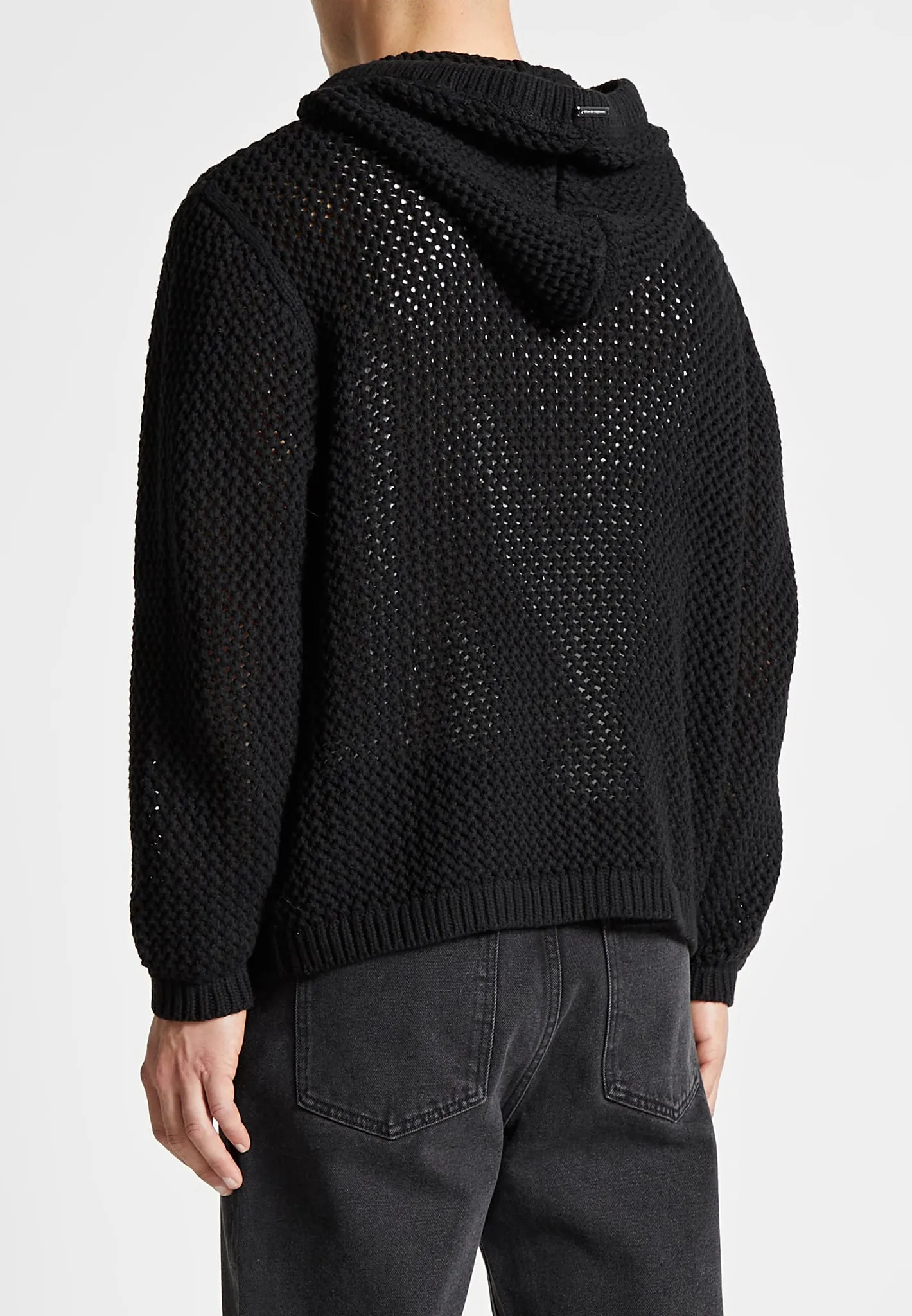 Crochet Knitted Hoodie - Black sold by Maniere De Voir product image thumbnail 5