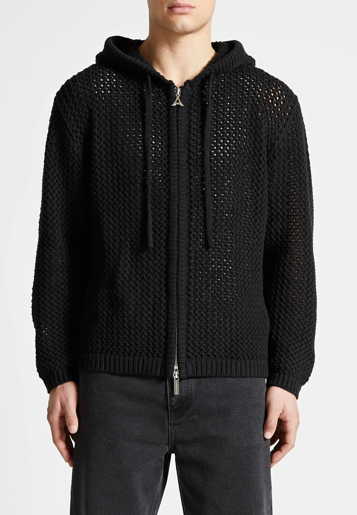 Crochet Knitted Hoodie - Black sold by Maniere De Voir product image thumbnail 2