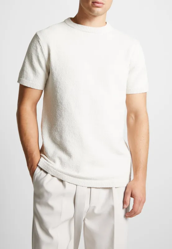 Boucle Knit Regular Fit T-Shirt - Cream sold by Maniere De Voir