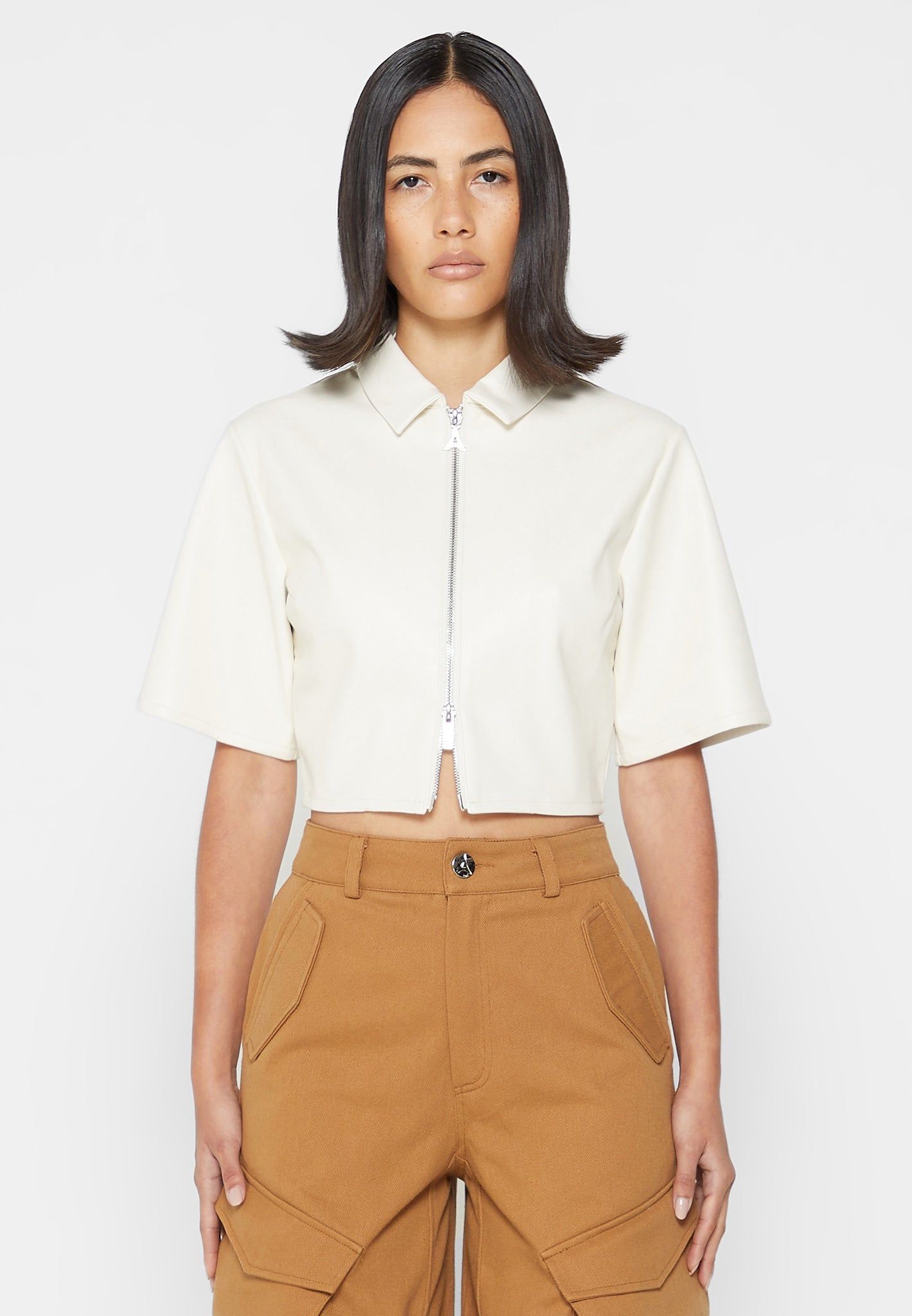 Vegan Leather Shirt - Cream sold by Maniere De Voir