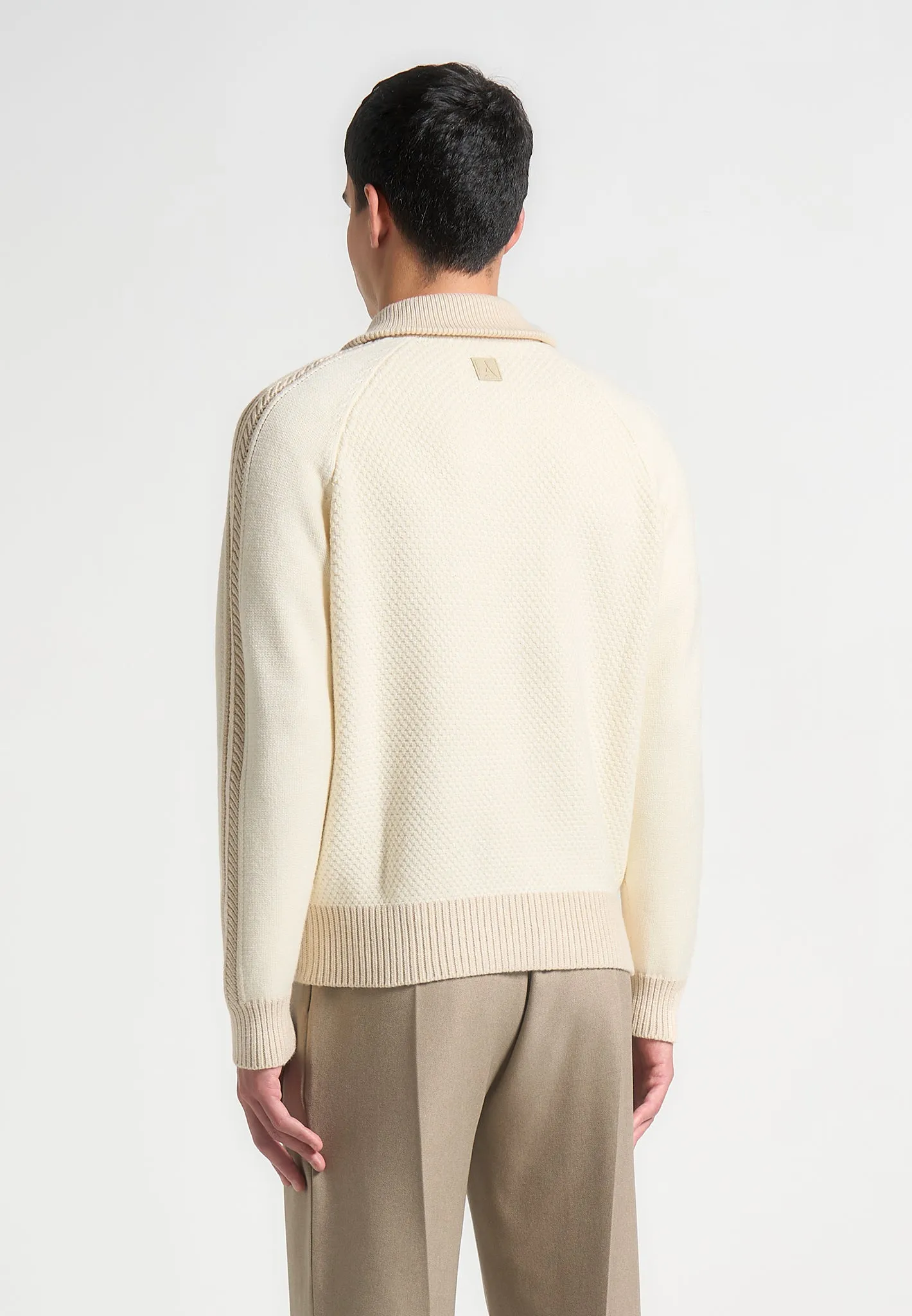 René - Colour Block Zip Through Cardigan - Cream sold by Maniere De Voir product image thumbnail 4