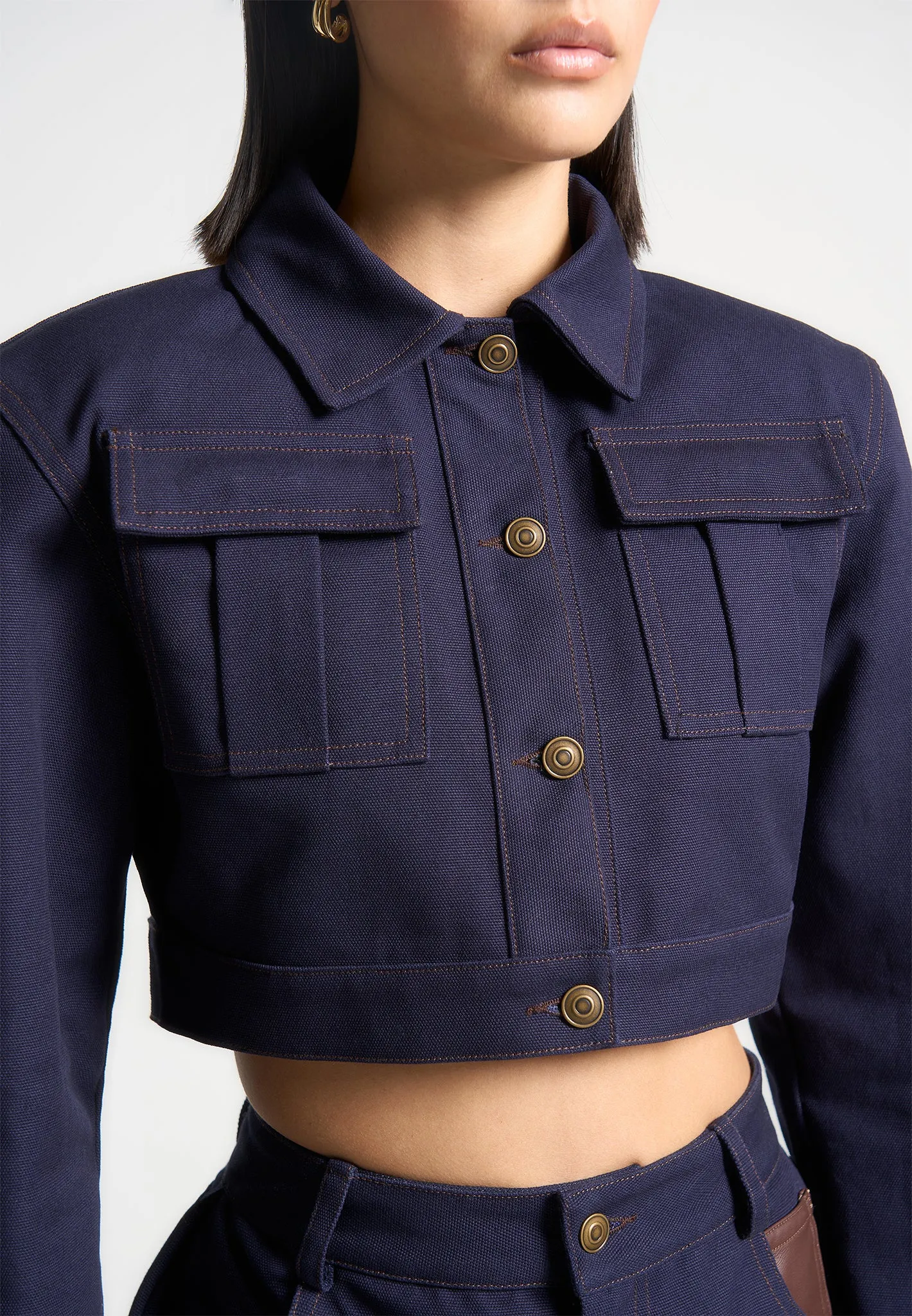 Wide Shoulder Drill Jacket - Indigo sold by Maniere De Voir product image thumbnail 5