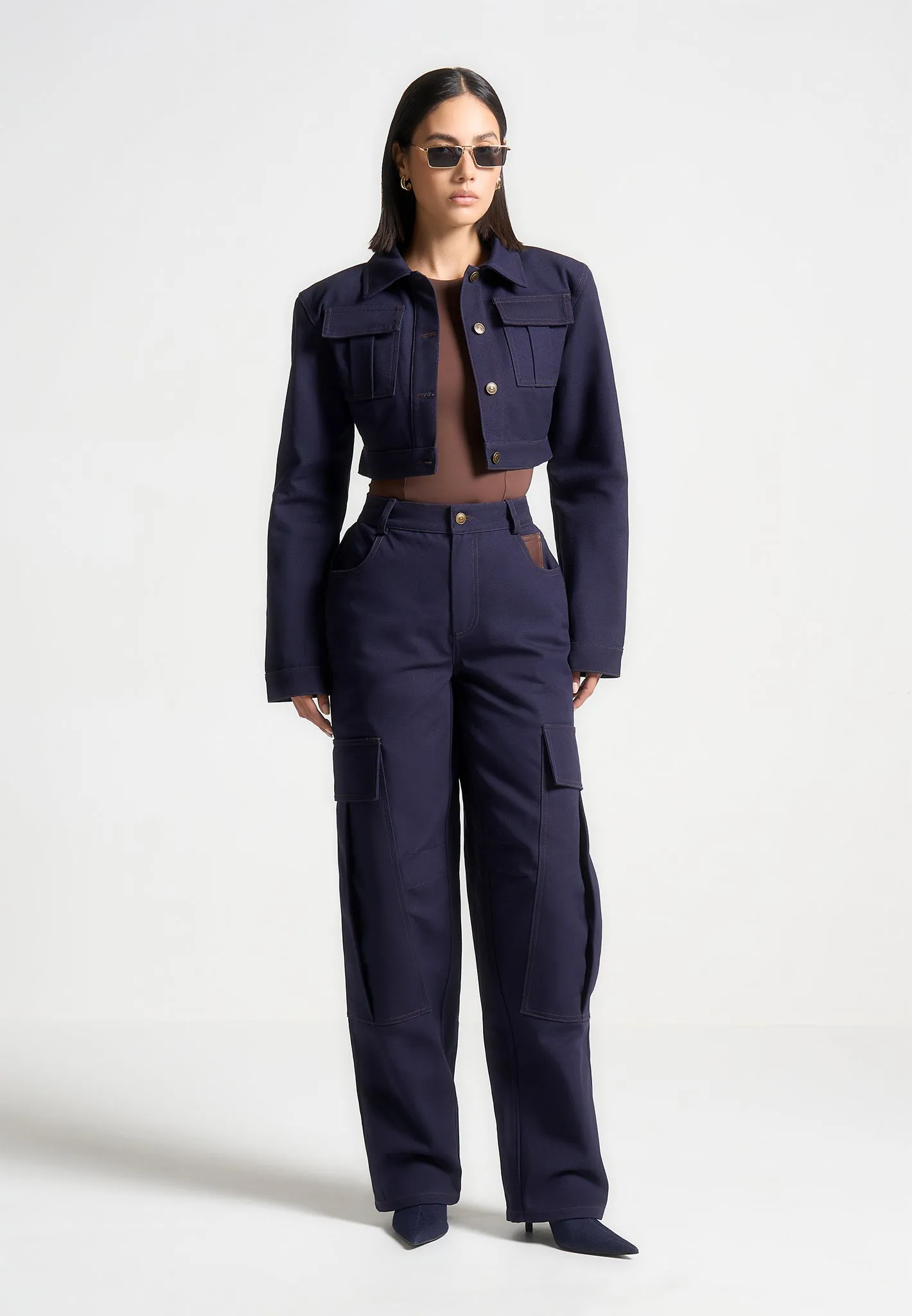 Wide Shoulder Drill Jacket - Indigo sold by Maniere De Voir product image thumbnail 2