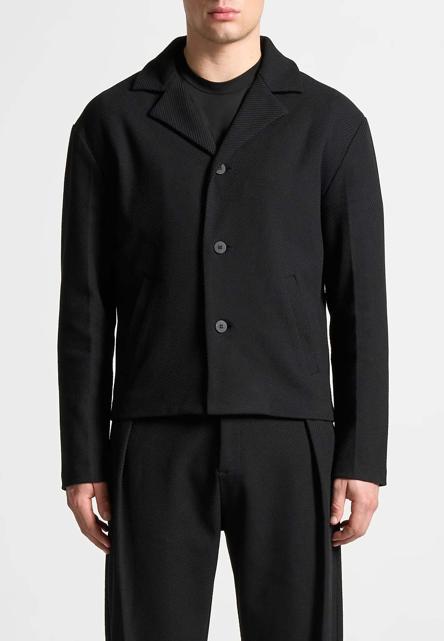 Revere Collar Twill Jacket - Black sold by Maniere De Voir product image thumbnail 4