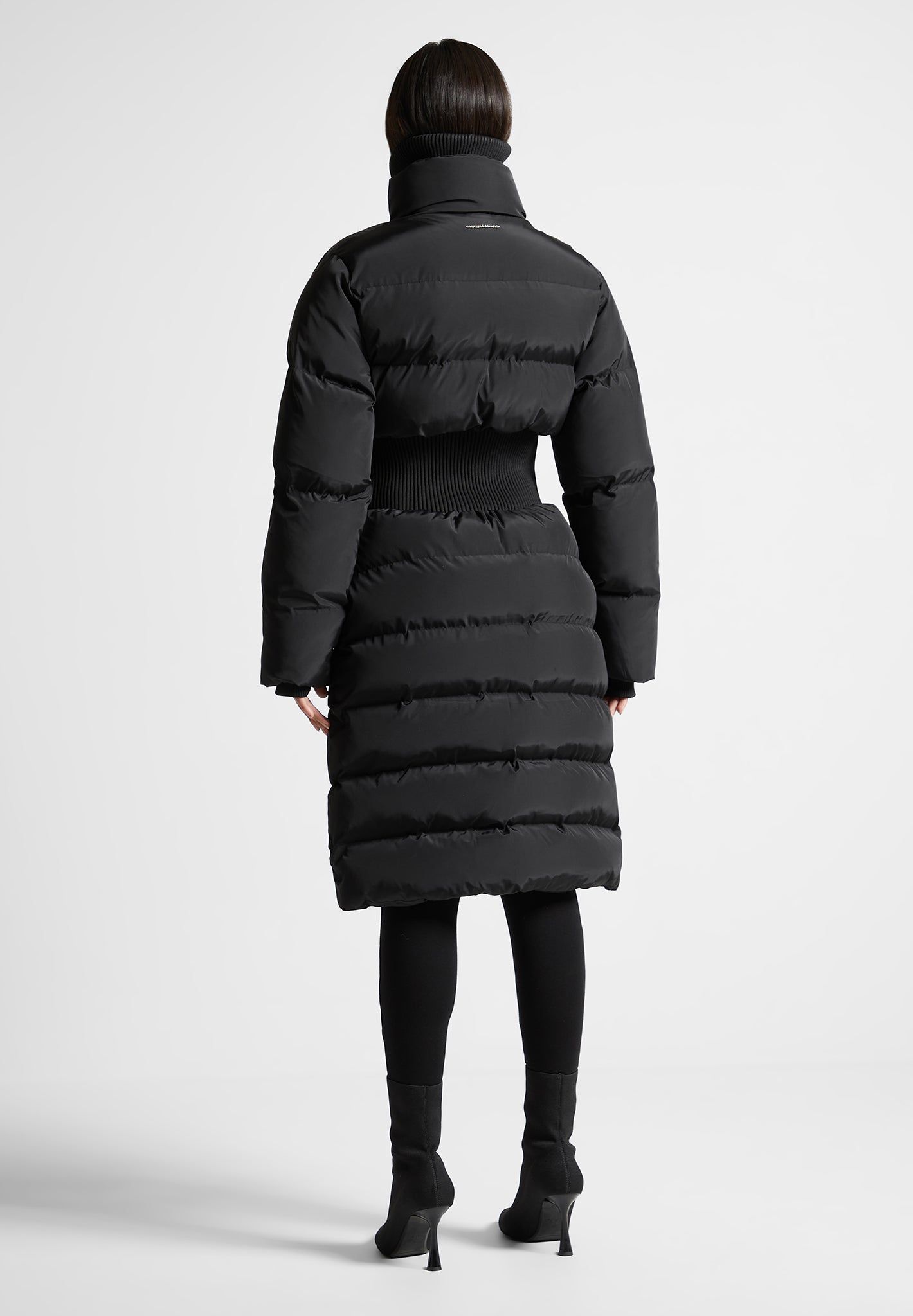 Ribbed Corset Longline Puffer Coat - Black sold by Maniere De Voir product image thumbnail 4
