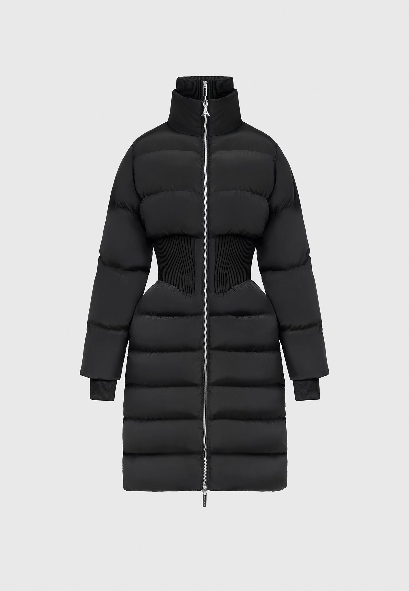 Ribbed Corset Longline Puffer Coat - Black sold by Maniere De Voir product image thumbnail 2