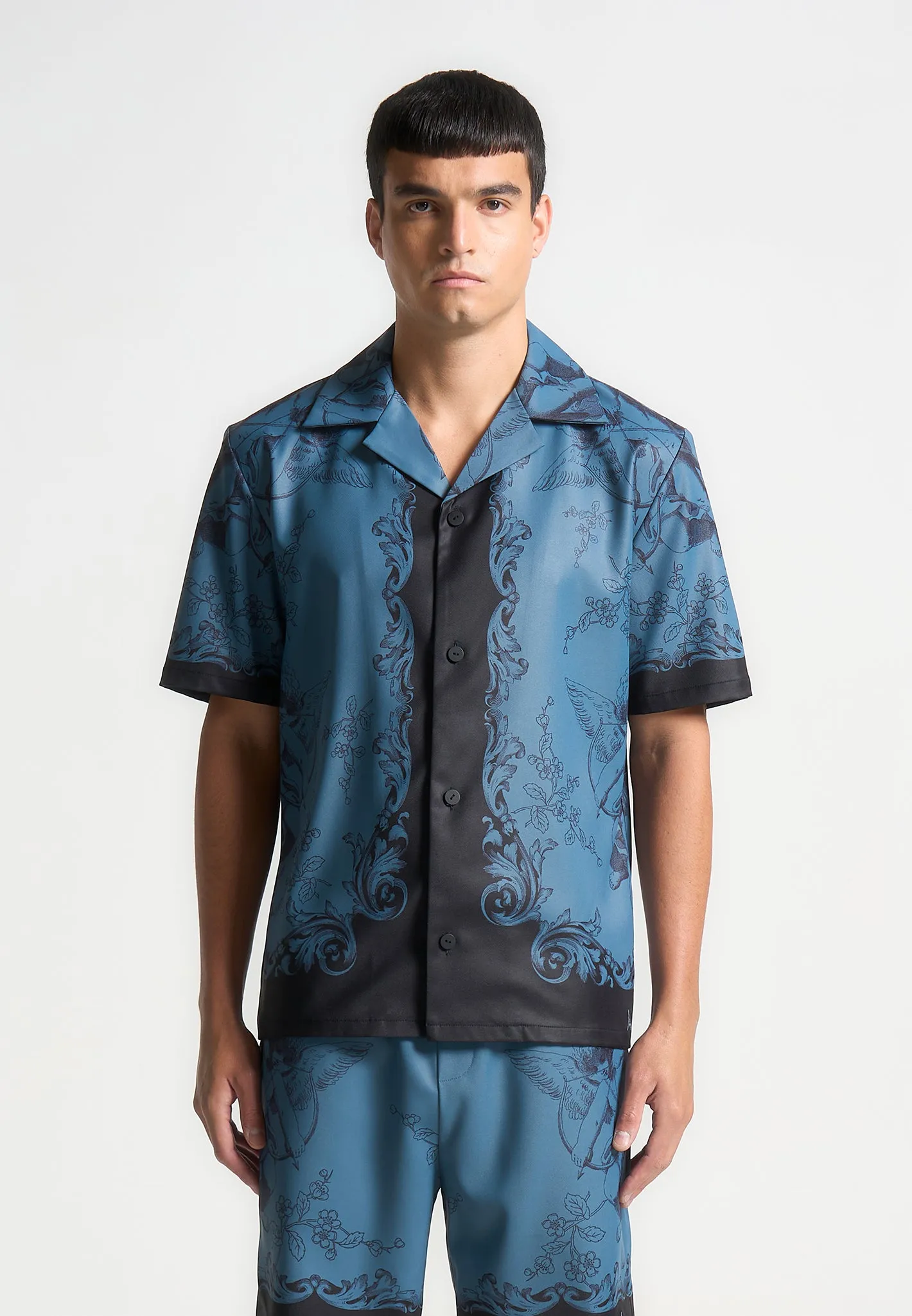 Marc - Signature Baroque Resort Shirt - Blue/Black sold by Maniere De Voir