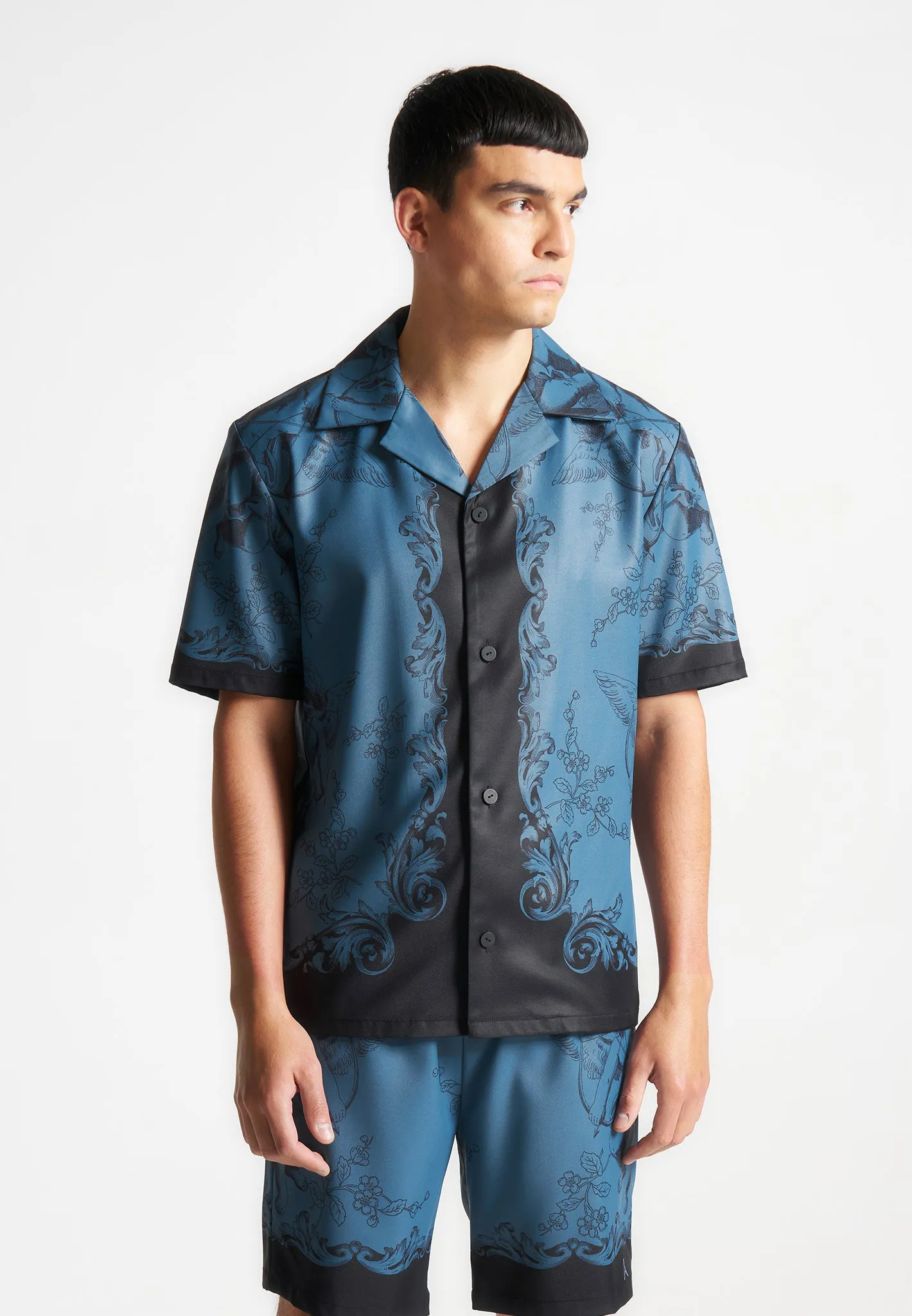 Marc - Signature Baroque Resort Shirt - Blue/Black sold by Maniere De Voir product image thumbnail 4