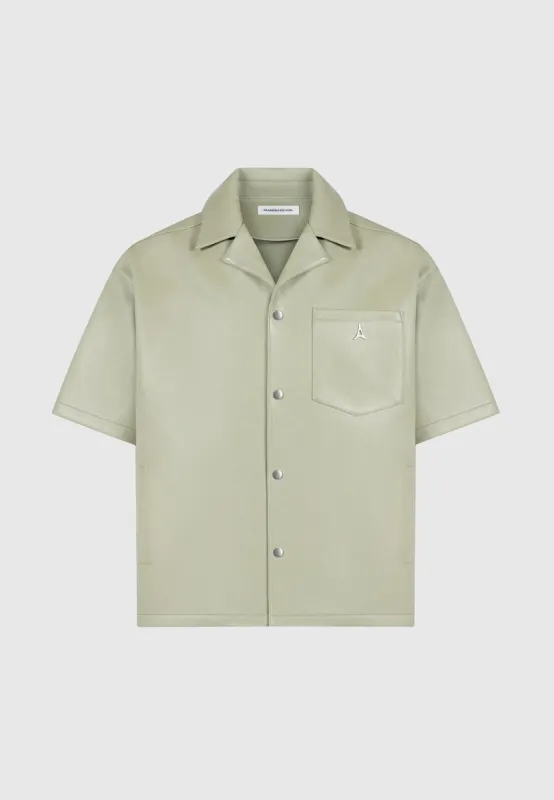 Leather Revere Shirt - Sage Green sold by Maniere De Voir