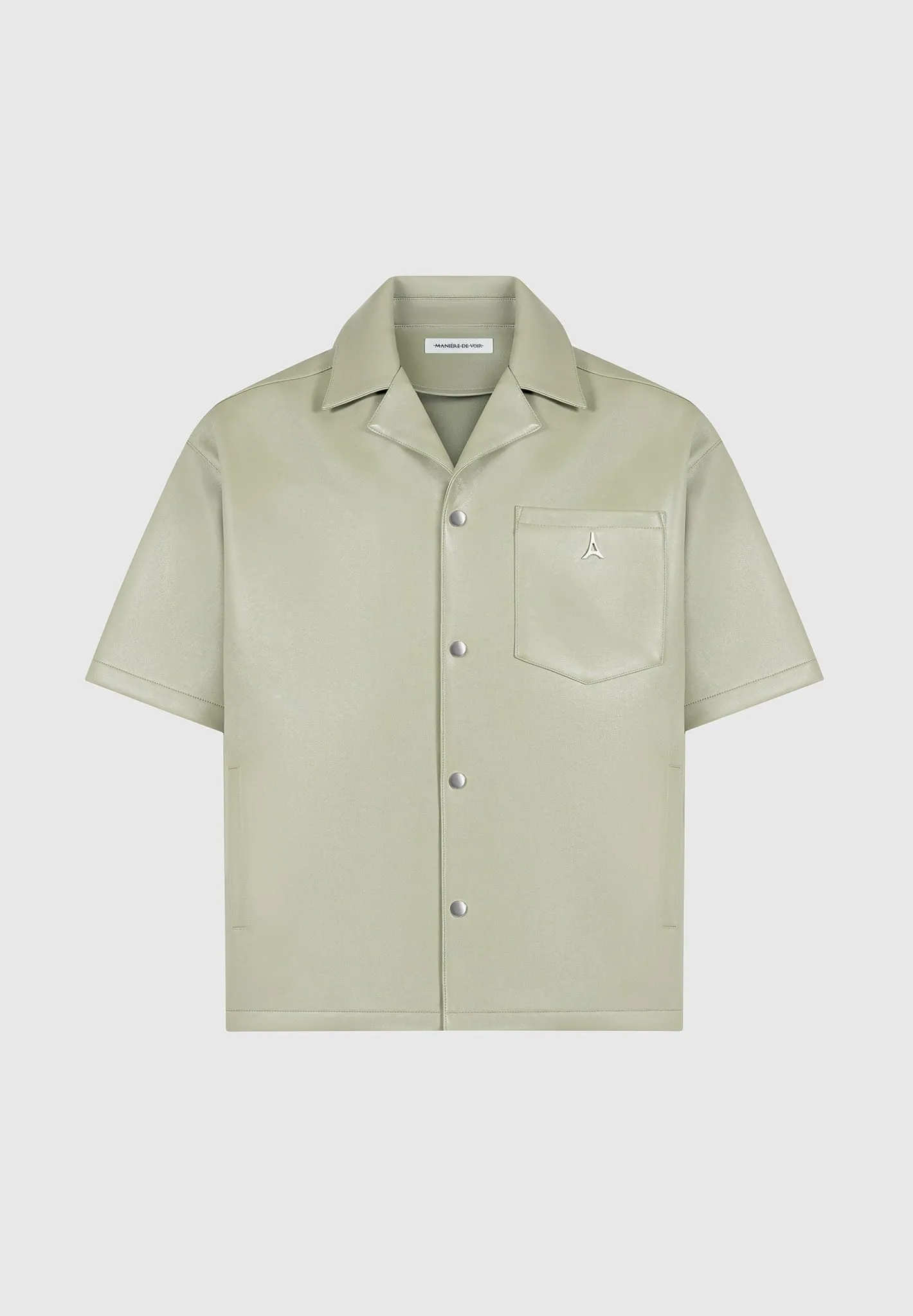 Vegan Leather Revere Shirt - Sage Green | Parallel