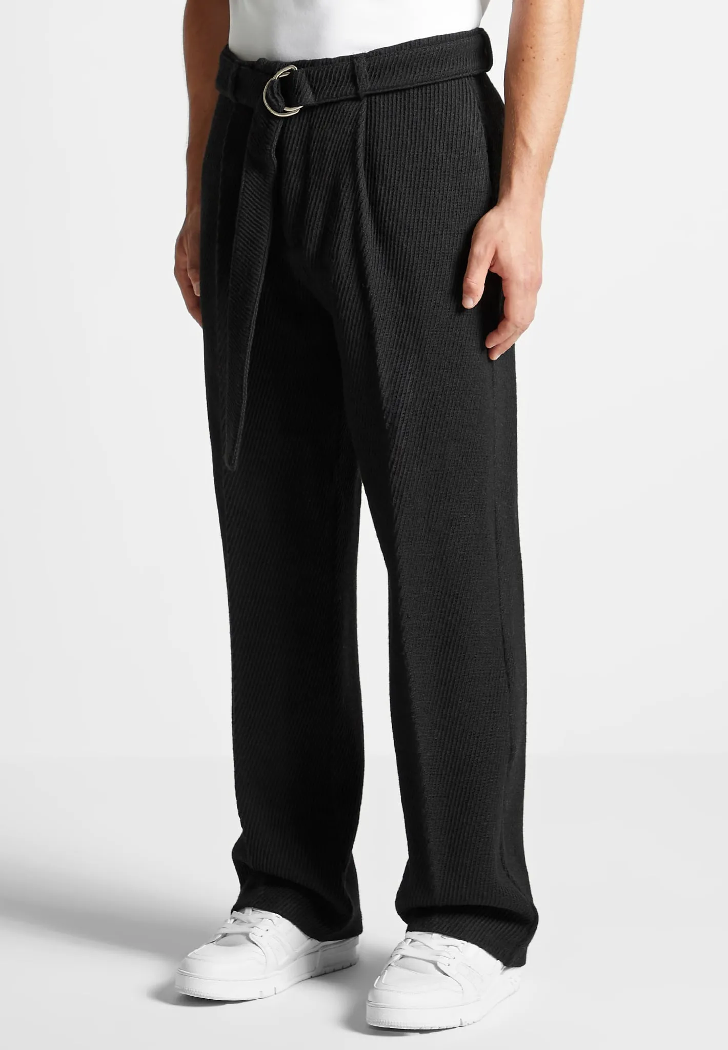 Twill Trousers With Belt - Black sold by Maniere De Voir product image thumbnail 4