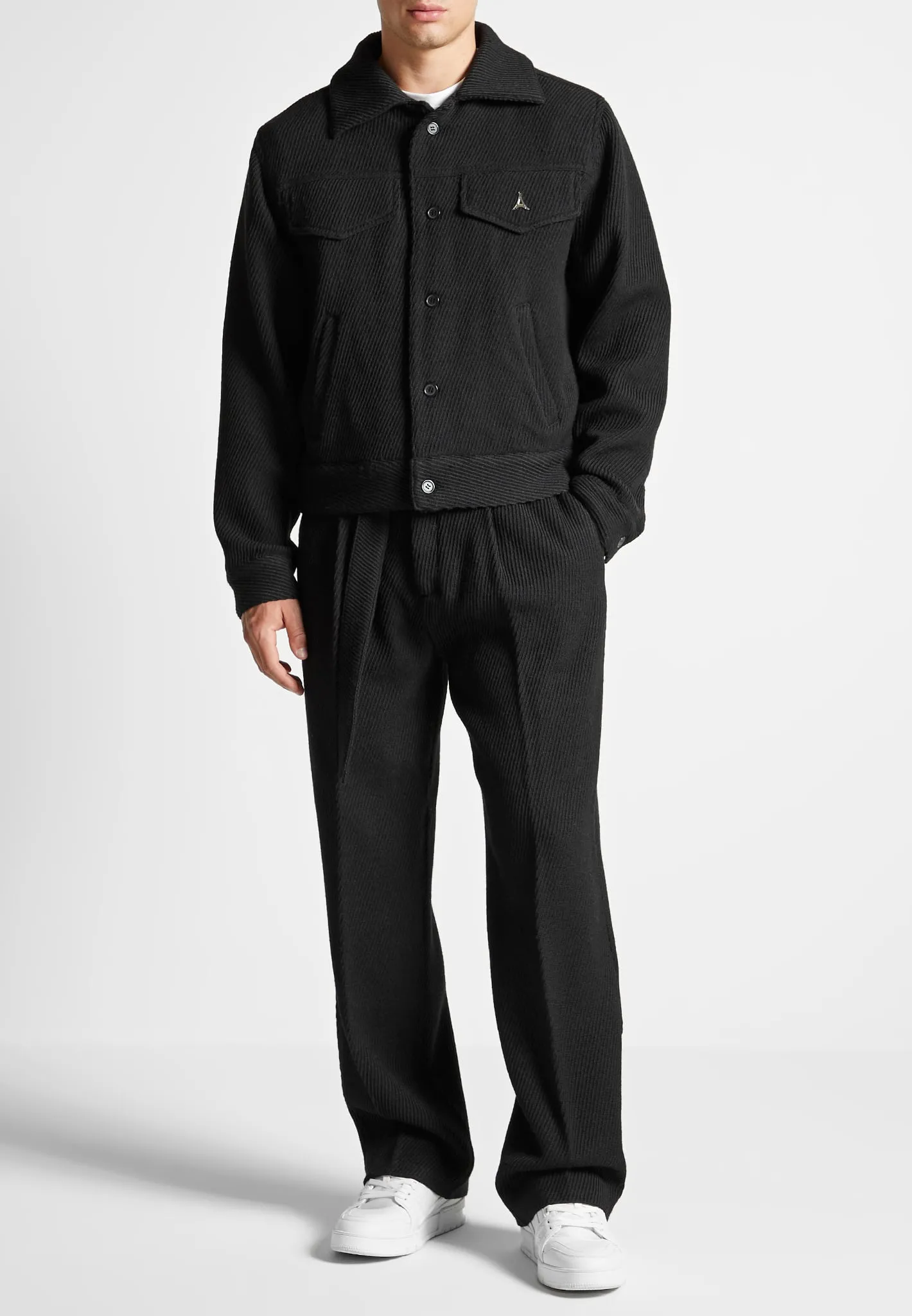 Twill Trousers With Belt - Black sold by Maniere De Voir product image thumbnail 3