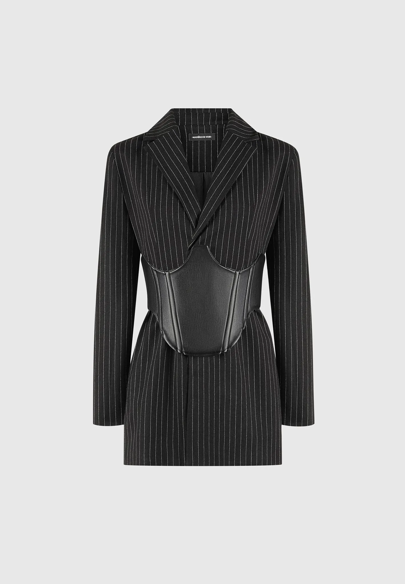Pinstripe Blazer Dress with Reversible Corset - Black sold by Maniere De Voir product image thumbnail 2