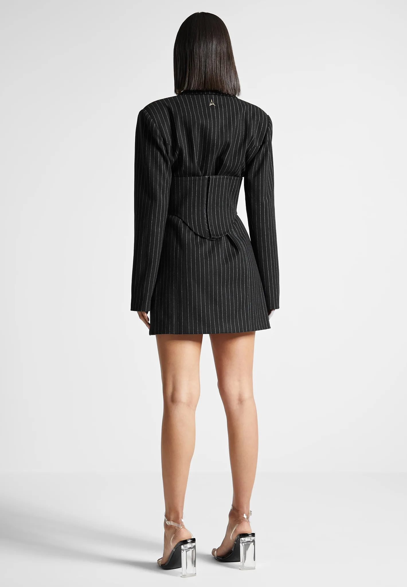 Pinstripe Blazer Dress with Reversible Corset - Black sold by Maniere De Voir product image thumbnail 5