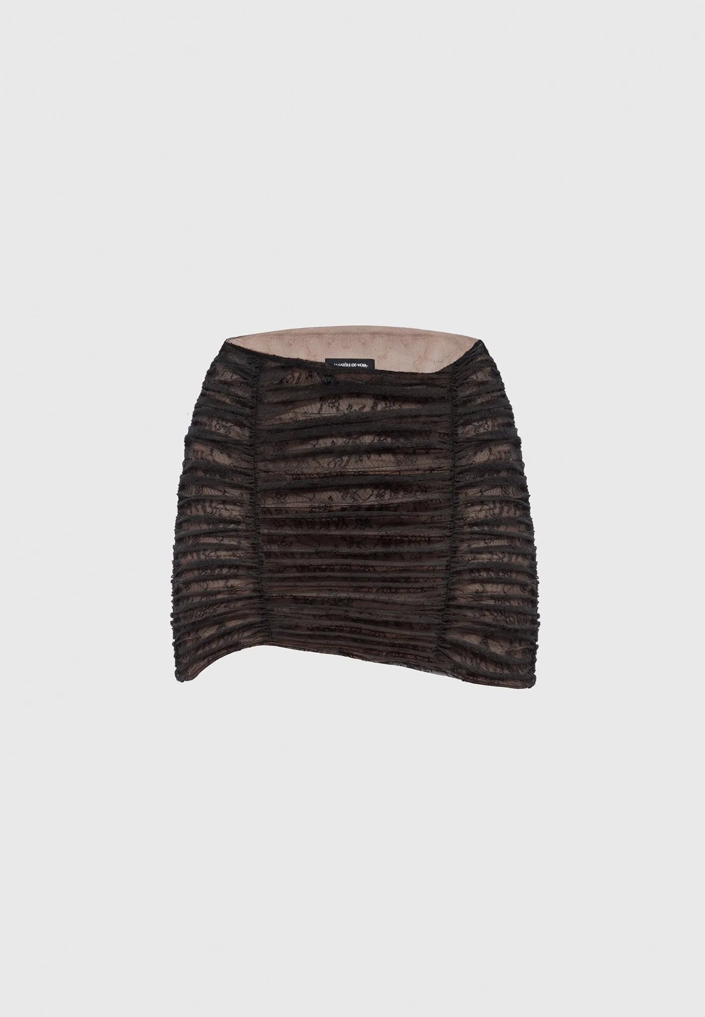 Ruched Lace Asymmetric Mini Skirt - Black sold by Maniere De Voir product image thumbnail 2