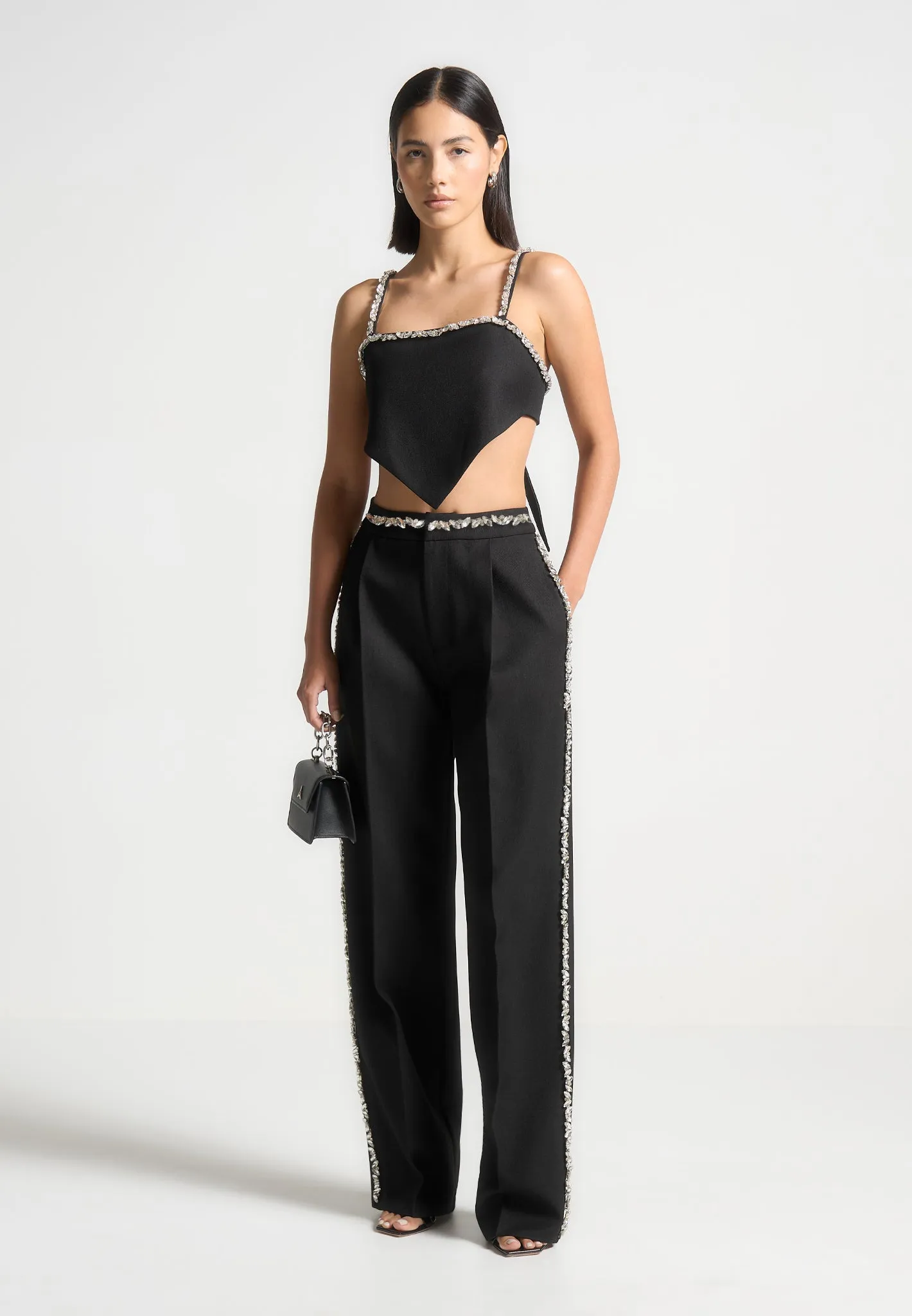 Embellished Handkerchief Top - Black sold by Maniere De Voir product image thumbnail 2