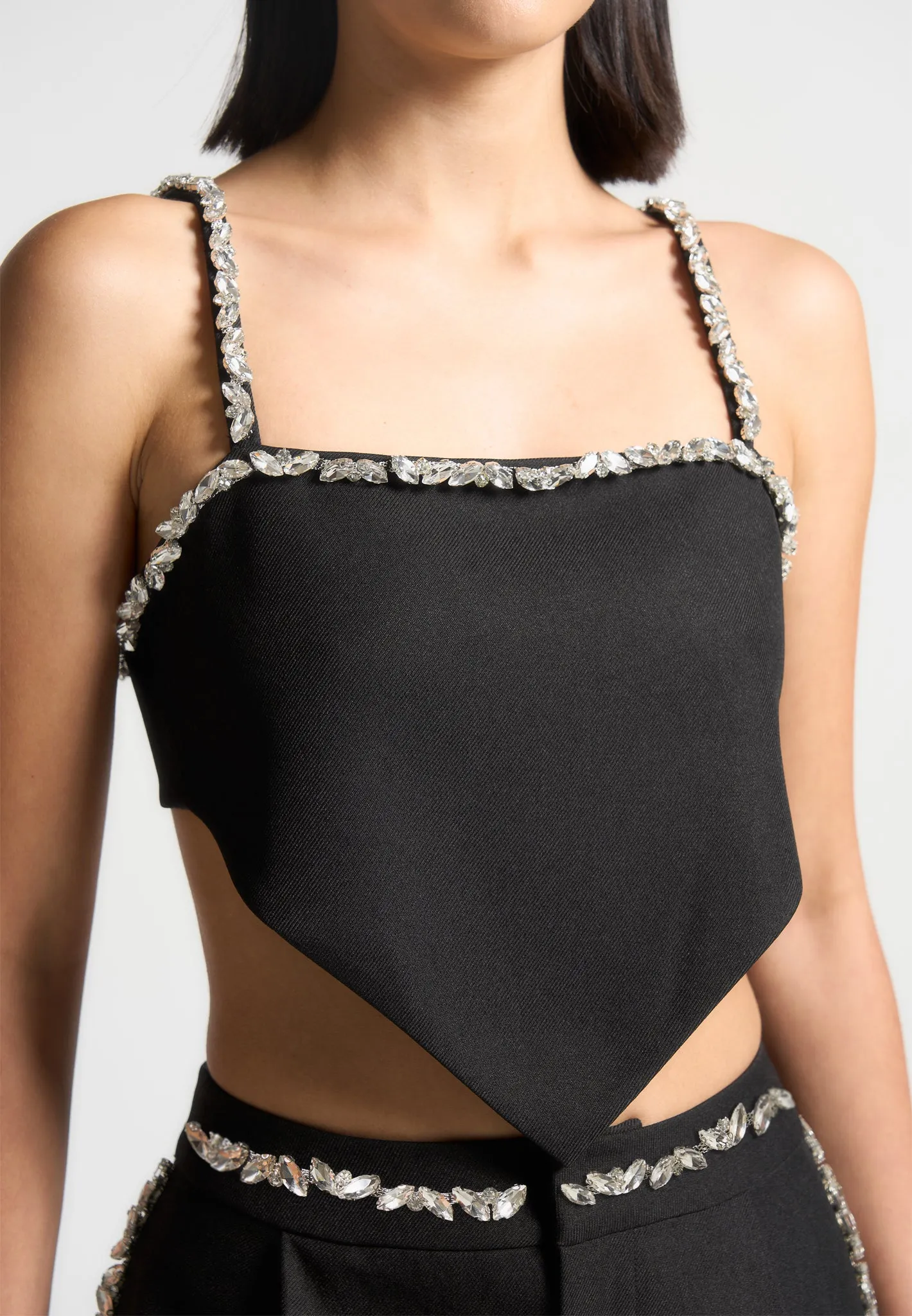 Embellished Handkerchief Top - Black sold by Maniere De Voir product image thumbnail 3