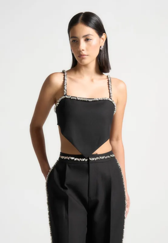 Embellished Handkerchief Top - Black sold by Maniere De Voir