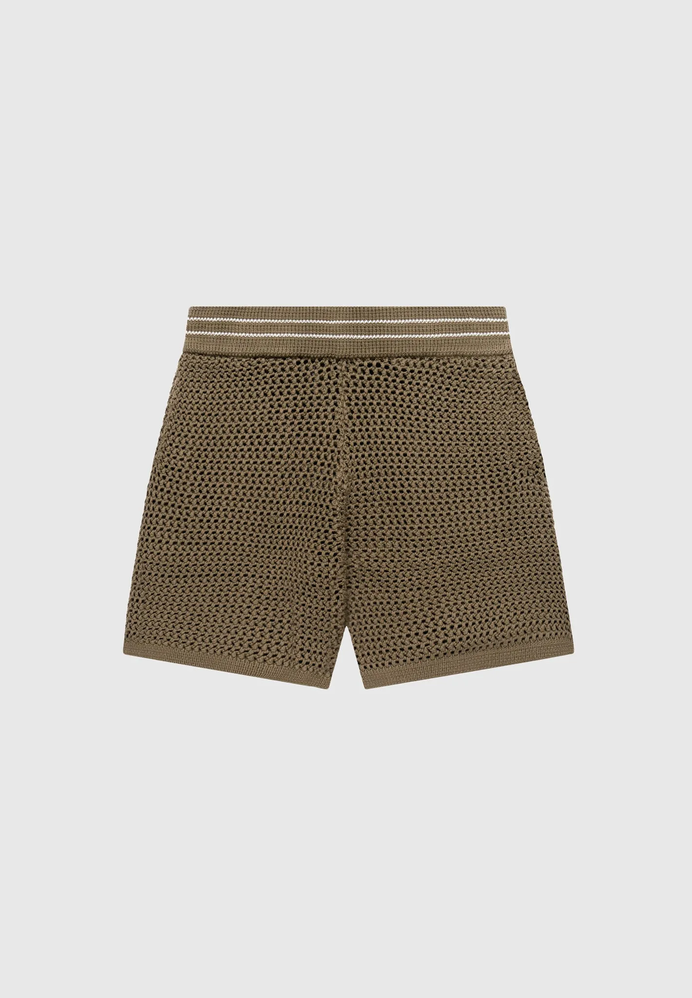 Crochet Knit Stripe Shorts - Khaki sold by Maniere De Voir product image thumbnail 2
