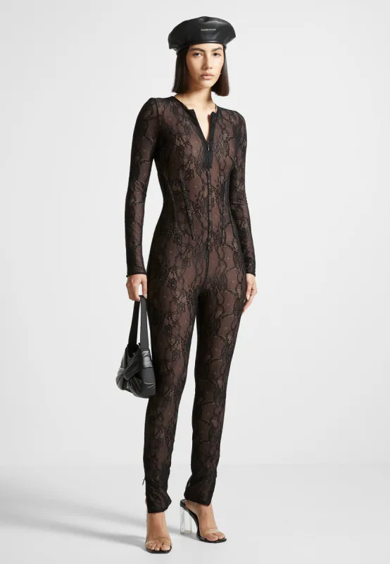 Lace Jumpsuit - Black sold by Maniere De Voir