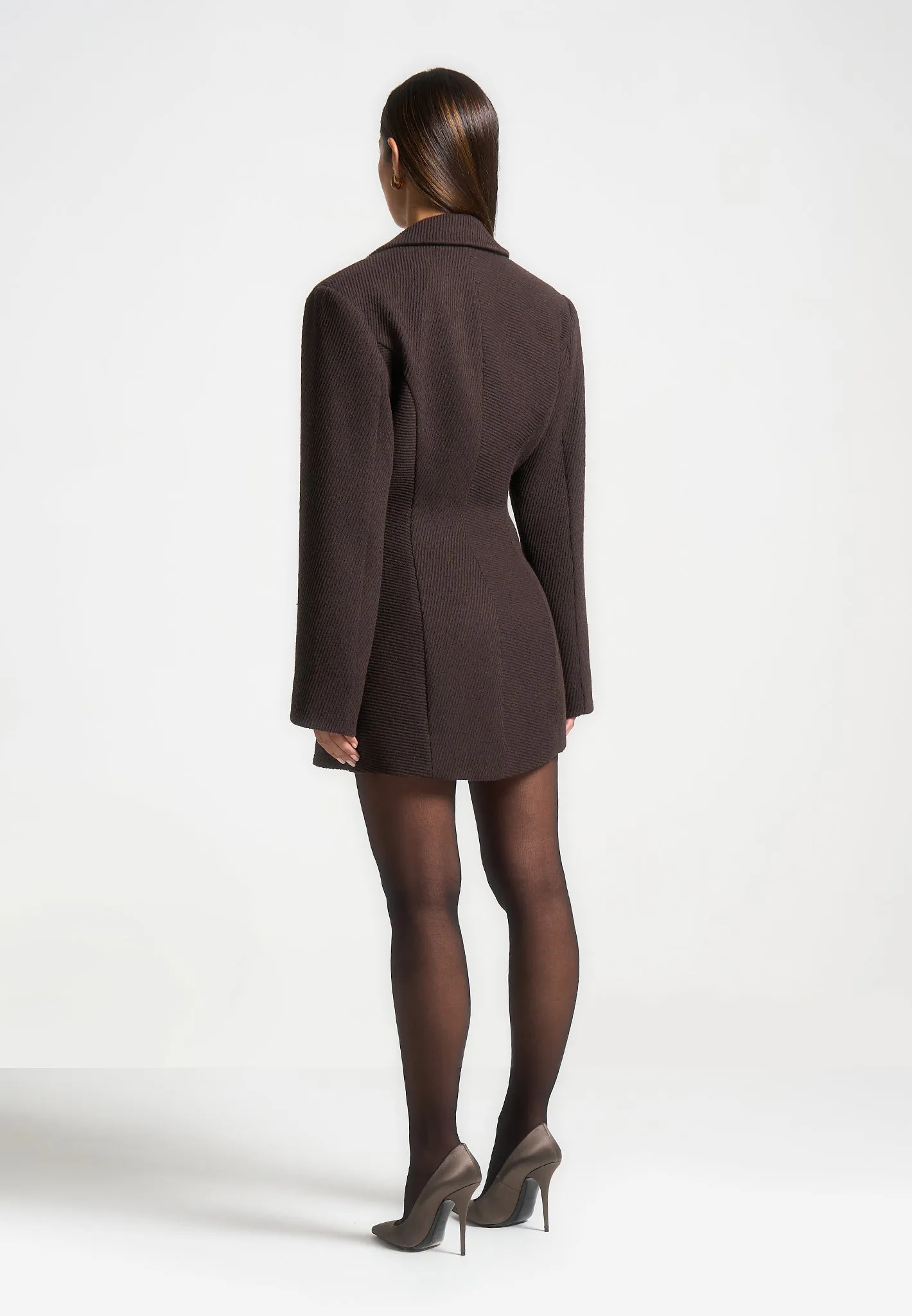 Sylvie - Oversized Wool Asymmetric Blazer Dress - Brown sold by Maniere De Voir product image thumbnail 5