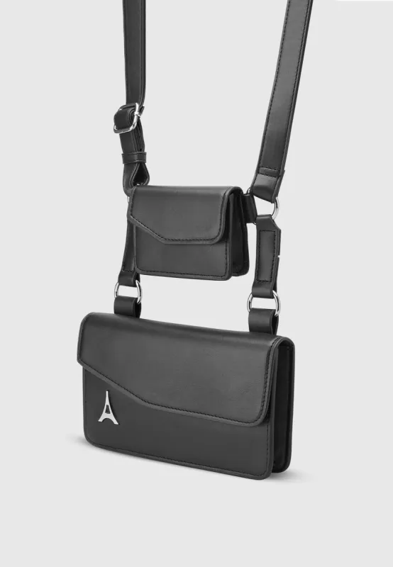 Twin Cross Body Bag - Black sold by Maniere De Voir