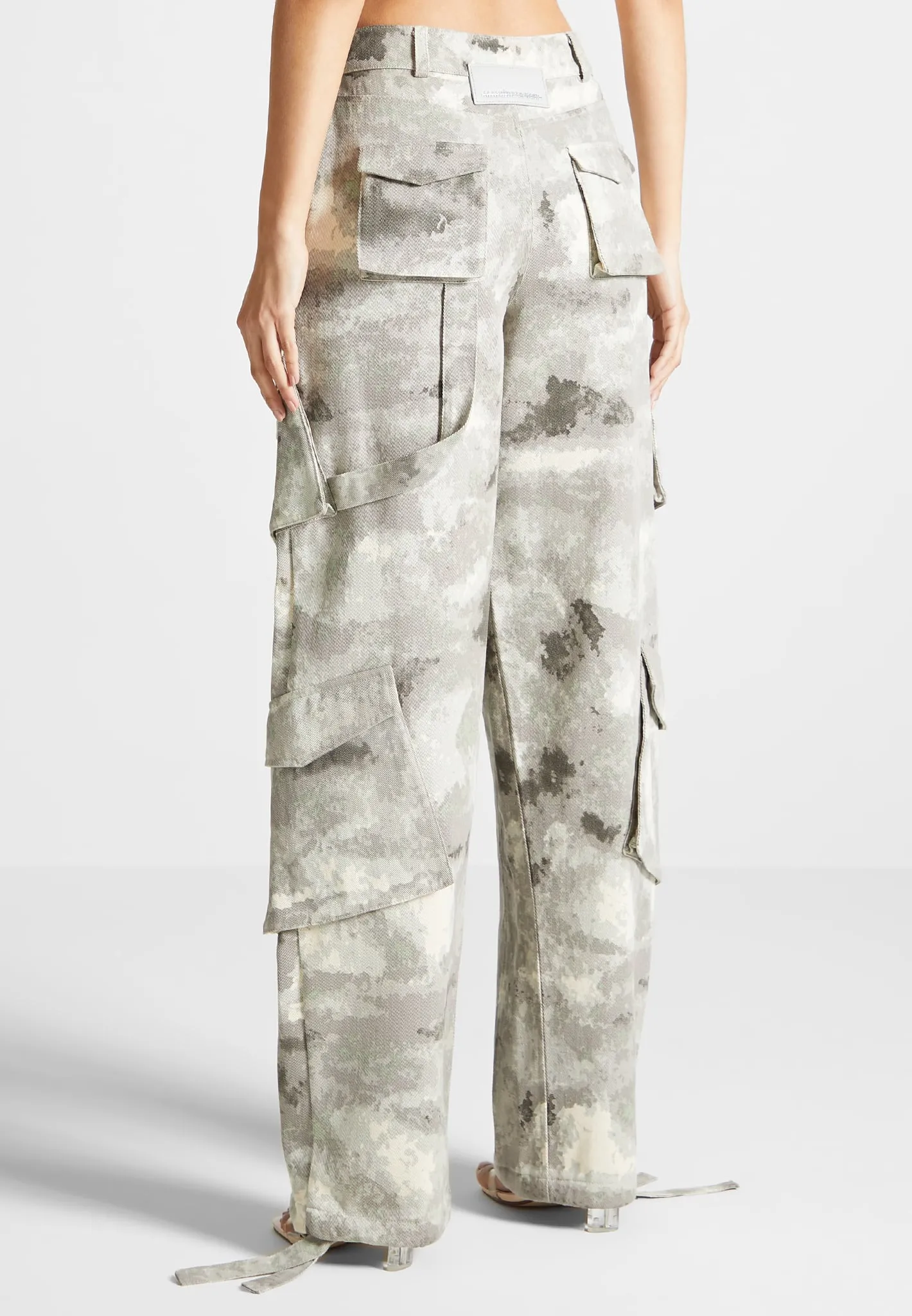 High Waisted Camo Cargo Pants - Grey sold by Maniere De Voir product image thumbnail 5
