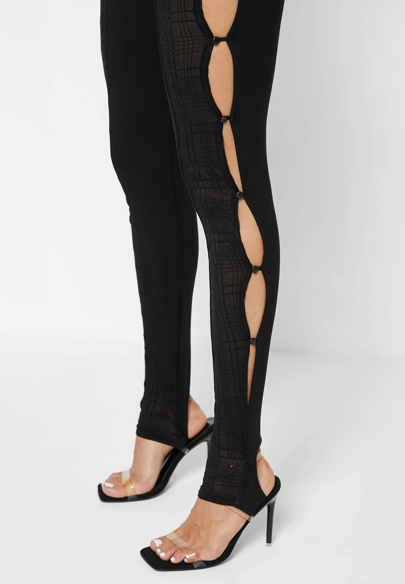 Bandage & Mesh Cut Out Leggings - Black sold by Maniere De Voir product image thumbnail 5