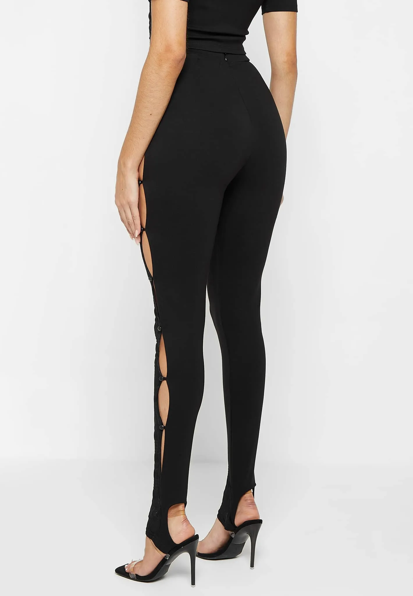 Bandage & Mesh Cut Out Leggings - Black sold by Maniere De Voir product image thumbnail 4