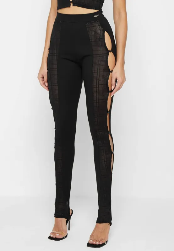 Bandage & Mesh Cut Out Leggings - Black sold by Maniere De Voir