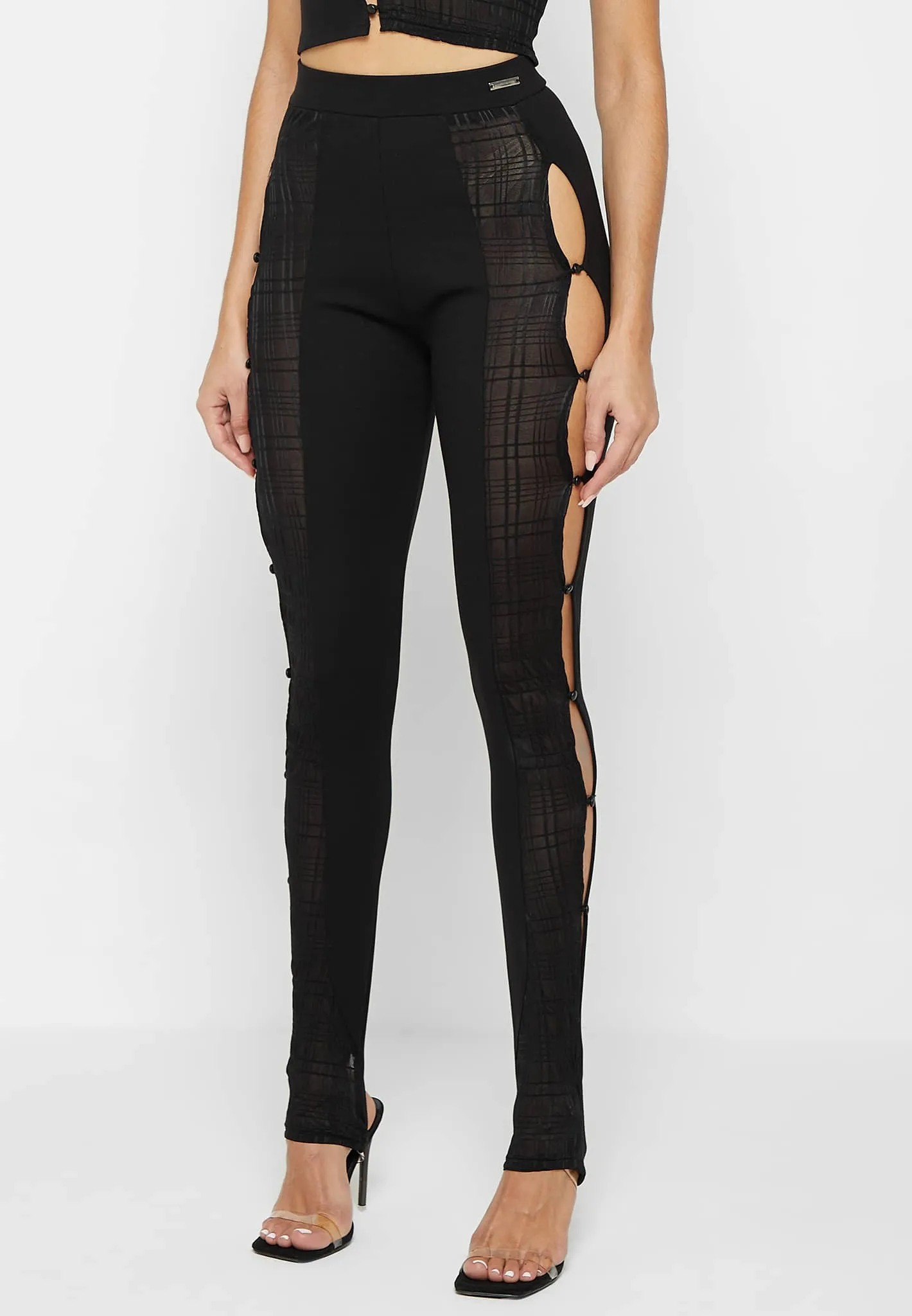 Bandage & Mesh Cut Out Leggings - Black sold by Maniere De Voir