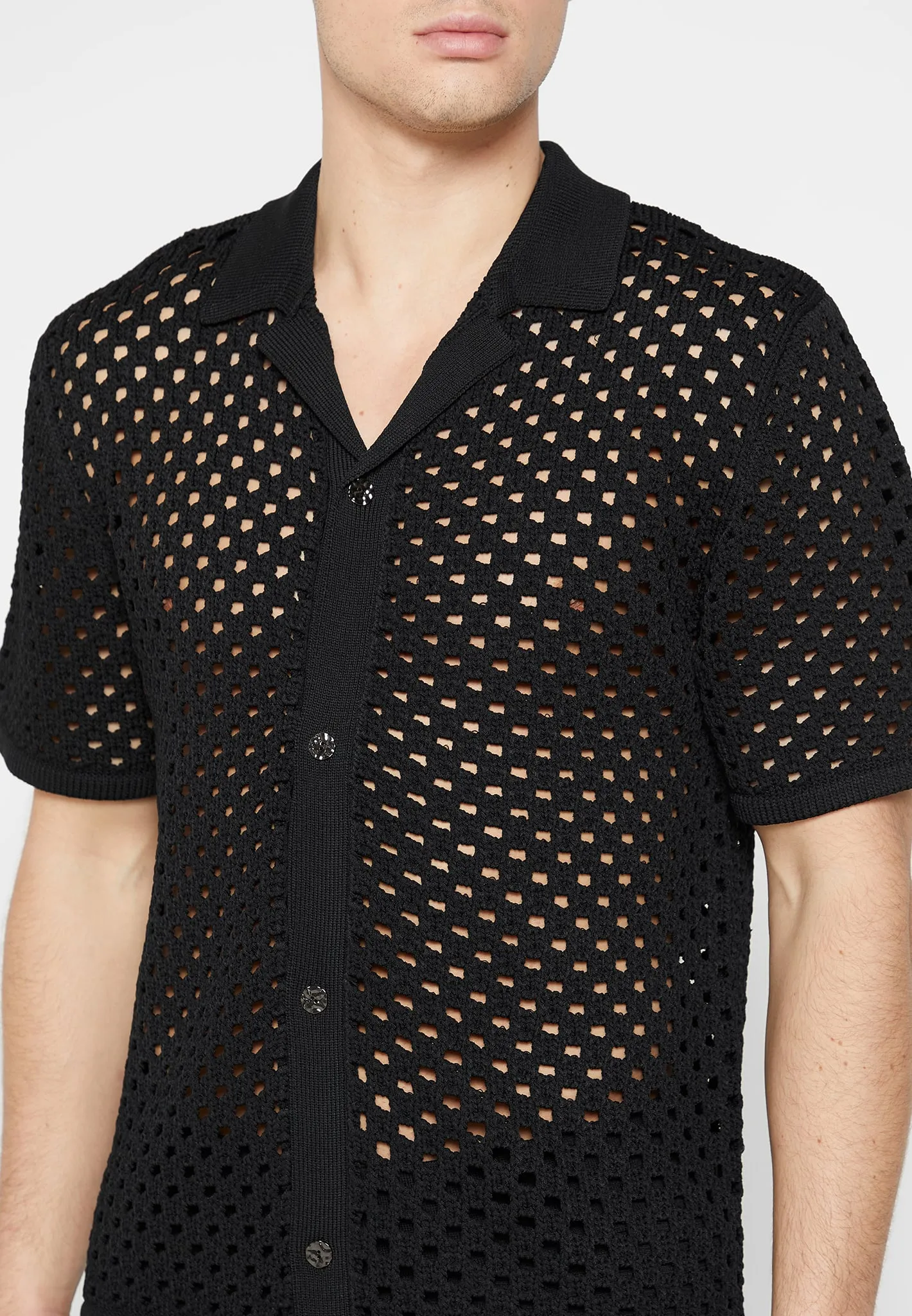 Crochet Shirt - Black sold by Maniere De Voir product image thumbnail 4