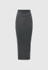 Angled Waist Knit Maxi Skirt - Grey Marl sold by Maniere De Voir