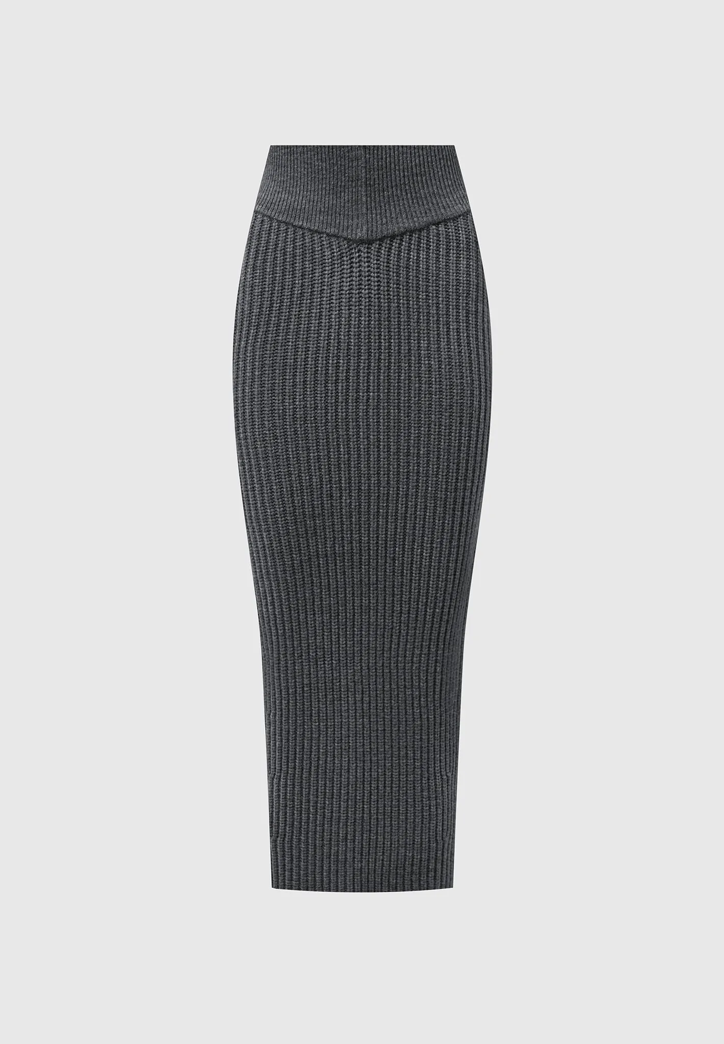 Angled Waist Knit Maxi Skirt - Grey Marl sold by Maniere De Voir product image thumbnail 2
