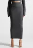 Angled Waist Knit Maxi Skirt - Grey Marl sold by Maniere De Voir