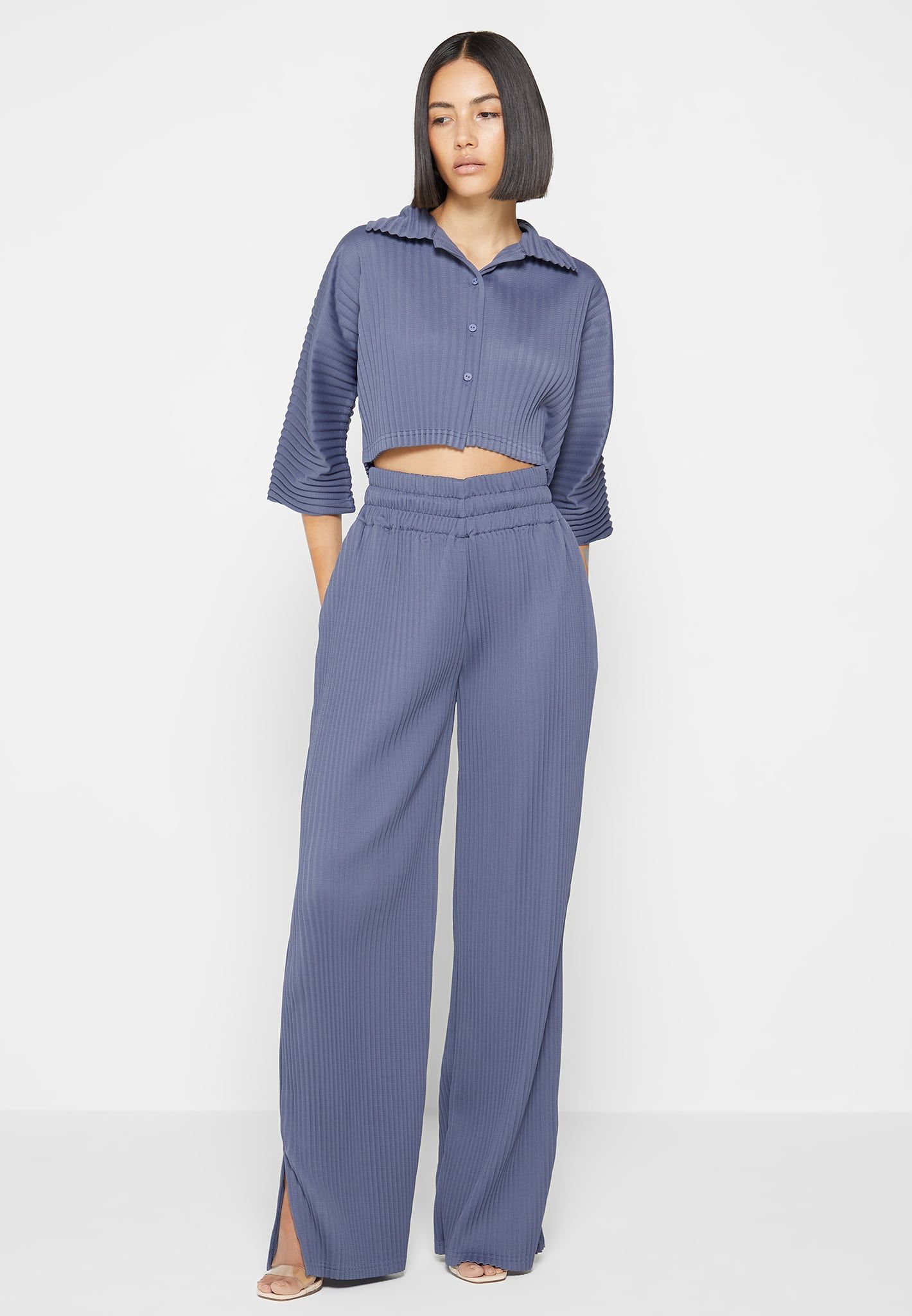 Pleated Trousers - Steel Blue sold by Maniere De Voir