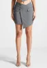Tailored Asymmetric Mini Skirt - Grey sold by Maniere De Voir