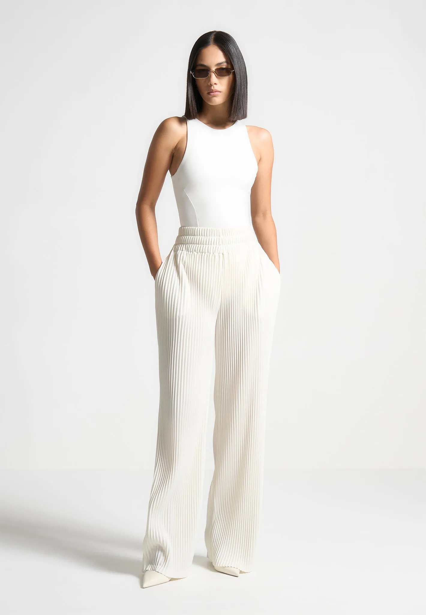 Inès - Double Layer Racer Neck Bodysuit - Off White sold by Maniere De Voir product image thumbnail 2